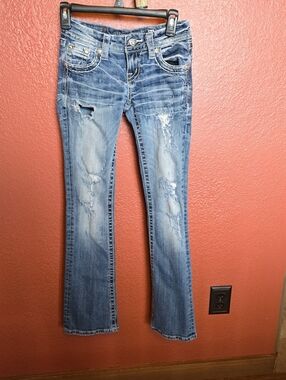 Miss Me Boot Cut Distressed Light Wash Blue Jeans